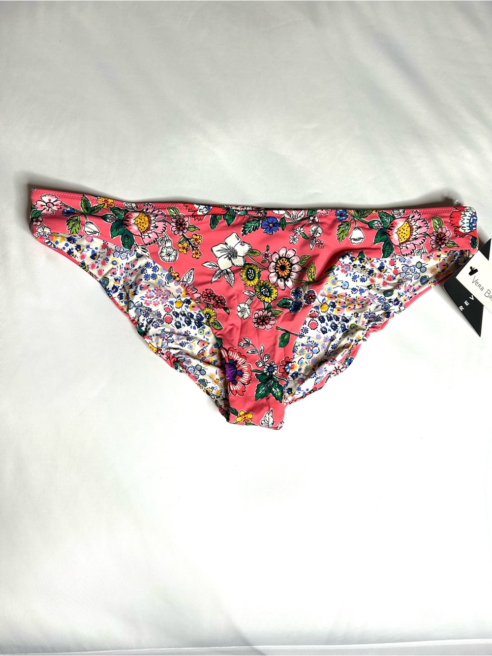 NWT Vera Bradley Reversible Bikini Bottom Size XL Pink and White Floral